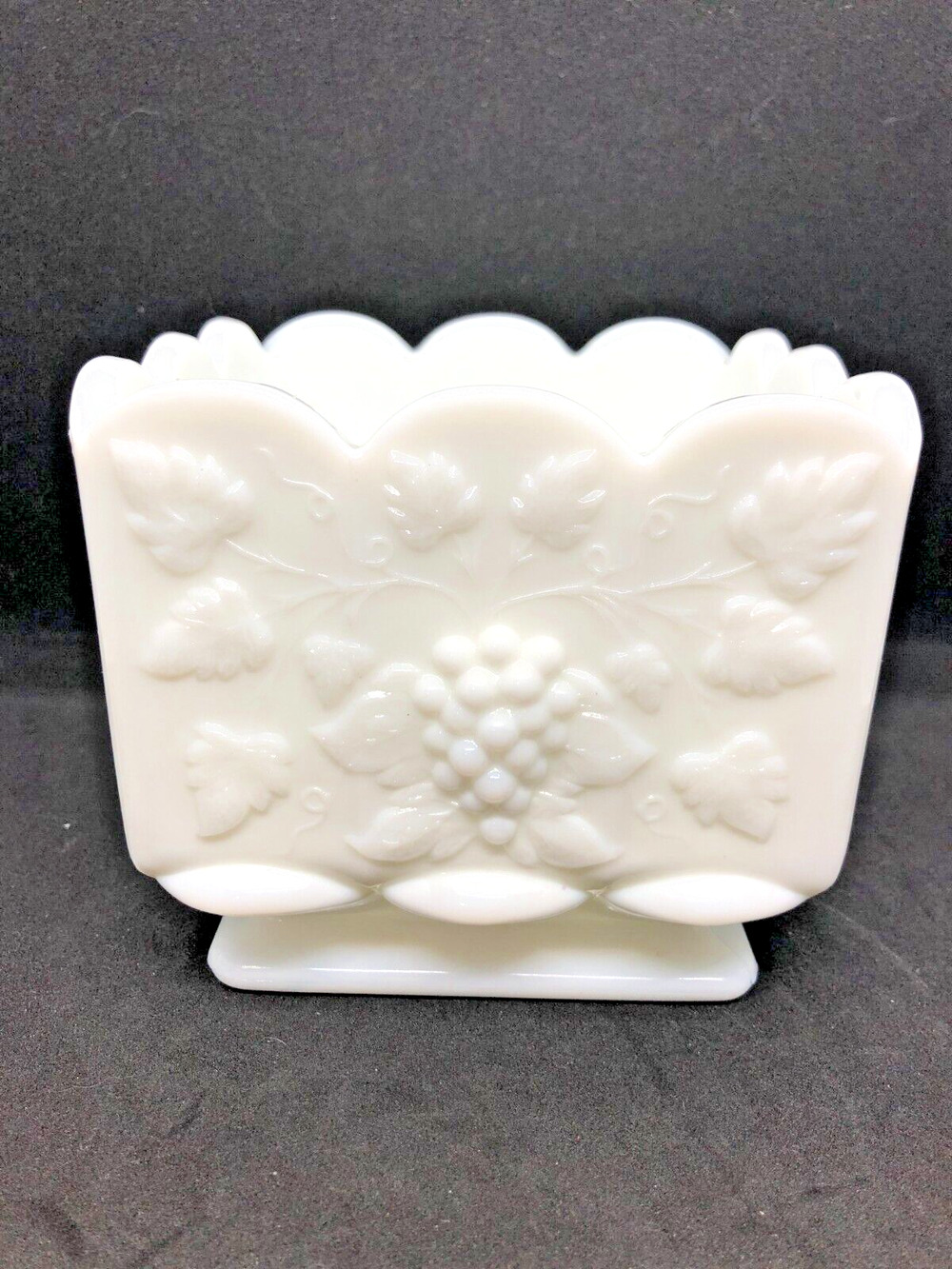 Westmoreland White Milk Glass with Paneled Grape Design Planter/ Bowl